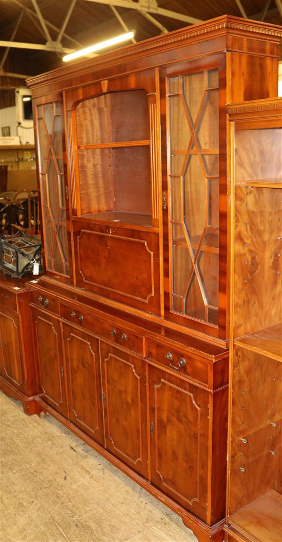 Yewwood glazed bookcase